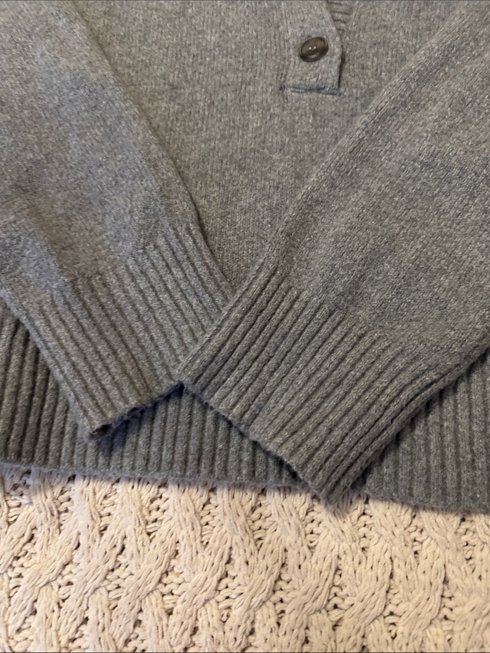 NWOT Free People Gray Shawl-Collar Button Sweater - Picture 4 of 6